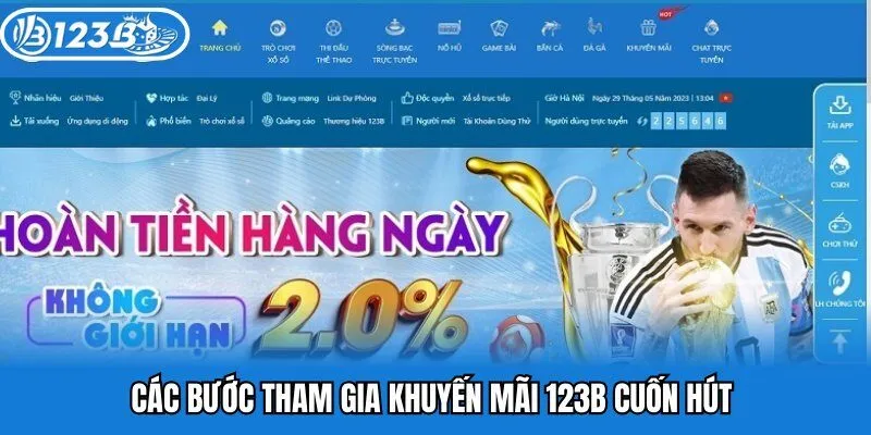 Các bước tham gia khuyến mãi 123b cuốn hút 