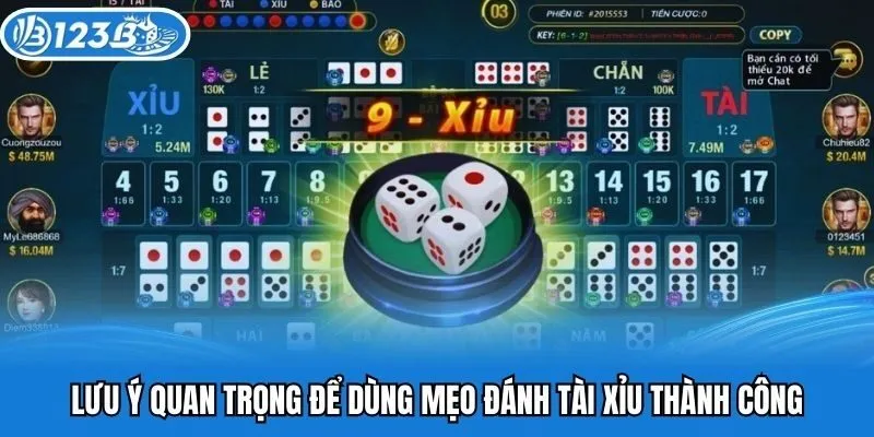 Lưu ý quan trọng để dùng mẹo đánh tài xỉu thành công